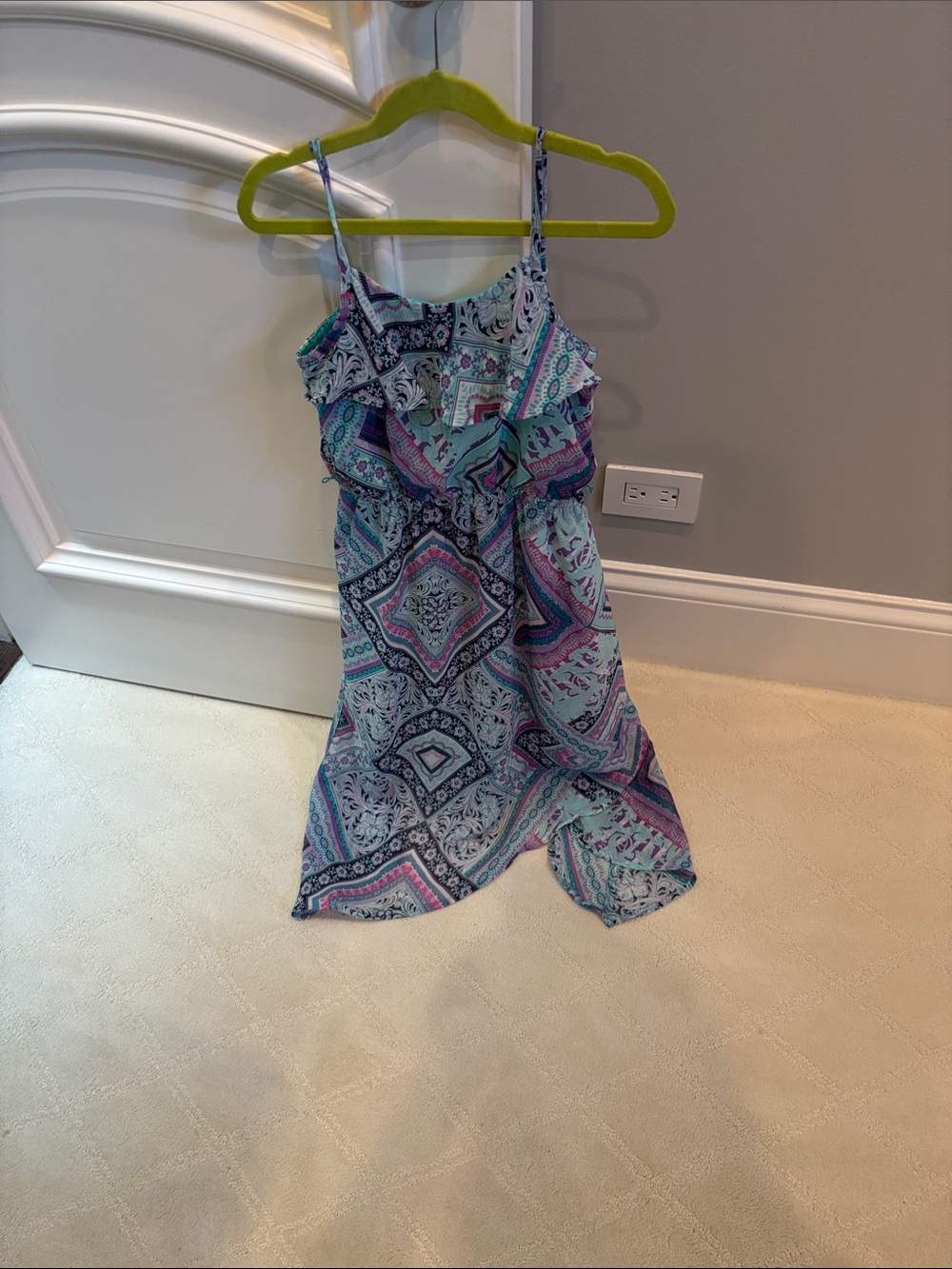Blue & Purple Printed Spaghetti Strap Sundress size medium kids children's place